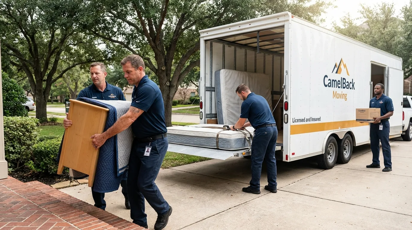 Crew loading residential truck for cross-state move from Kingsley, MI